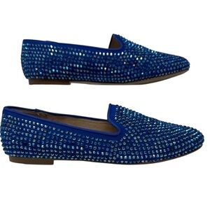 Steven By Steve Madden Madee-RW Blue Rhinestone Loafers Size 6.5